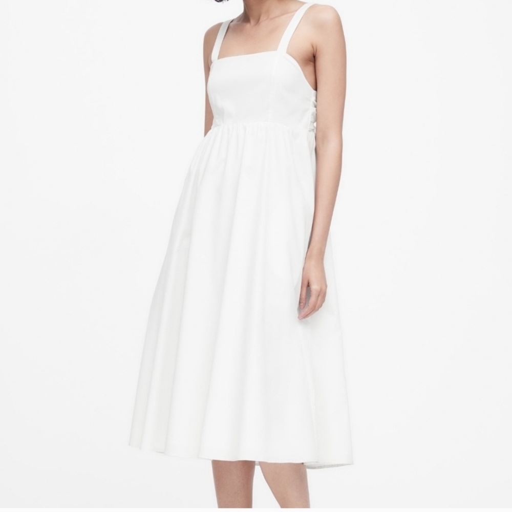 Banana Republic Beyaz Poplin Midi Dress-8